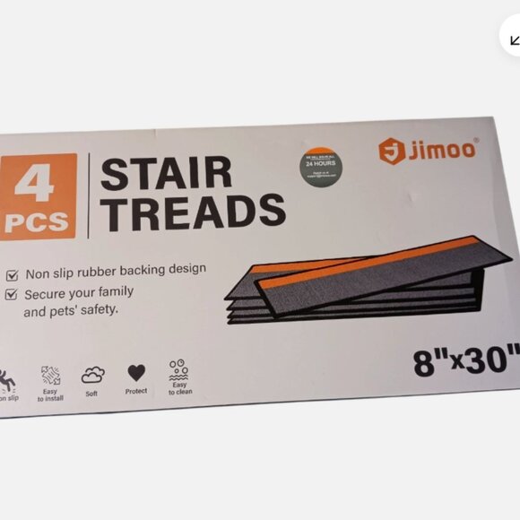 J JIMOO Stair Treads Non Slip for Wooden Steps, 4 PCS 8" X 30" Stair Carpet Run - Picture 8 of 10